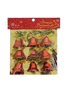 Украшение елочное колокольчики (9шт) (3,5см) красные (547031) (Сима-ленд)