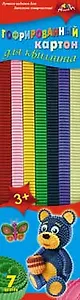 Картон цветной для квиллинга 07 цв 42 шт 10*300мм "Мишка" гофрированный, инд.уп, подвес, Апплика