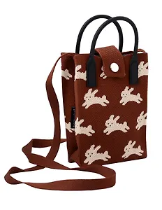 Сумочка вязаная с застежкой Кролики (12х18х6) (текстиль) (12-Yiheng-0607)