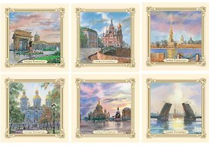 МедВс Набор подставок 6шт. АКВАРЕЛЬ-3 (Белая рамка) в блистере