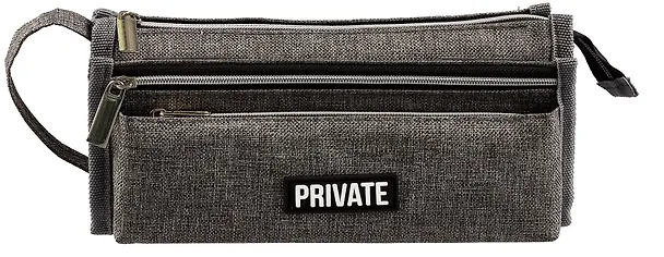 Пенал-косметичка 2 отделения "Private" серый, 21*10*7,5 см, текстильный 3009607 — 6