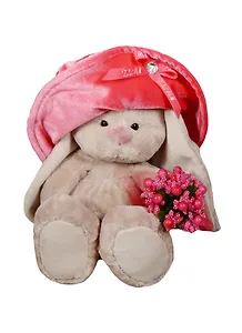 Мягкая игрушка Зайка Ми в бархатной шляпе с букетиком (18 см) (SidS-142)
