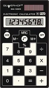 Калькулятор 08 разрядный карманный School SHA-130SCK Slim черн./бел., Silwerhof
