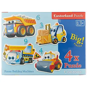Пазл Castorland Забавные машинки в наборе 4-е пазла, 3/4/6/9эл. В-005024 2696752