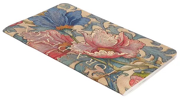 Книга для записей 130*210 32л "FLORA DESIGN. Inspired by William Morris (розовые и голубые цветы)" скрепка 3125593 — 2