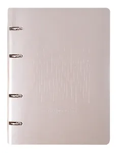 Тетрадь 120л кл. "PEARL. Серый" на кольцах, иск.кожа, тиснение серебр.фольгой, интегр.переплет, инд.уп.