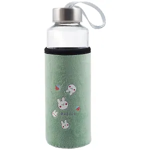 Бутылка в чехле велюр Кролик (стекло) (400мл) (12-07229-DR300-6)