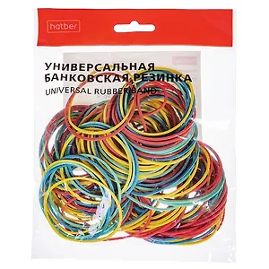 Резинки для денег 100гр, цветные, инд.уп., Hatber