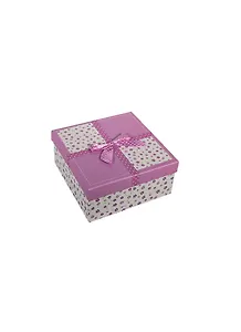 Коробка подарочная 20*20*9,5см, картон, декор.бант, сиреневая, Хансибэг