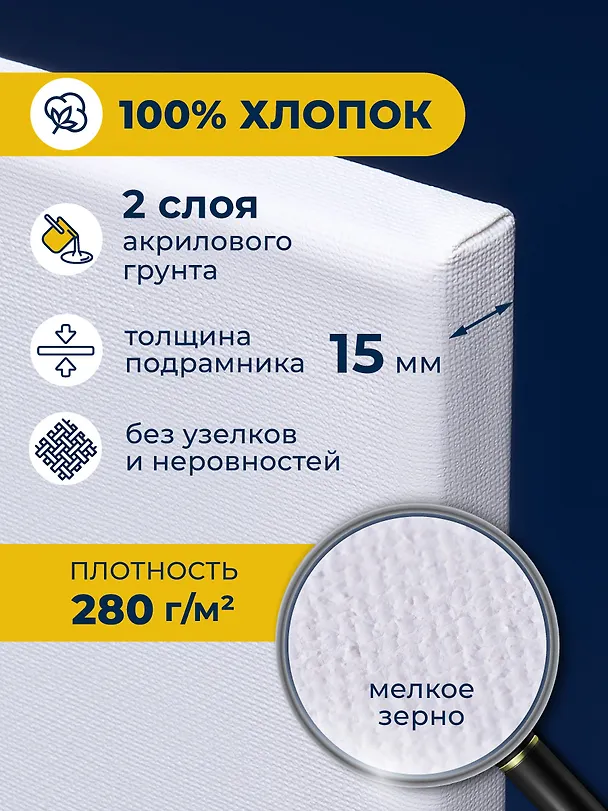 Холст грунтованный на подрамнике, 30 х 40 см 249107 — 3