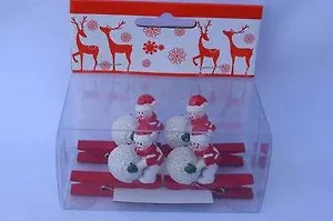 Украшение Набор прищепок Снеговичок с снежным шаром 4шт, 9,5*5*8,8см, полирезина/дерево