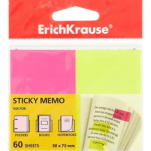Набор самоклеящихся закладок «ErichKrause», 2 блока, 60 листов 234342