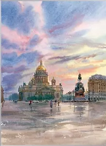 Постер Виды Санкт-Петербурга Исаакиевская площадь б/ф, 30*40см [ХА40-012]