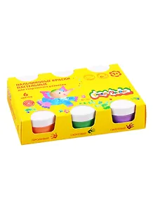 Краски пальчиковые 06цв 60мл, пастельные цвета, Каляка-Маляка