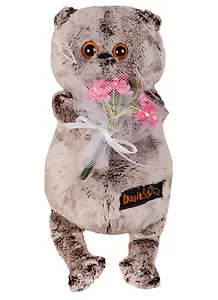 Мягкая игрушка Басик с букетом в сеточке (19 см) (Ks19-062)