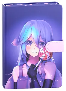 Блокнот с магнитной застежкой Аниме Девушка с леденцом (Сёдзё) (цветная) (256стр) (13x19)