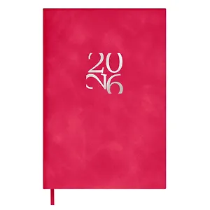 Ежедневник дат. 2026г. А6 120л "Бейбискин" малиновый, кожзам, мягк. переплет, тисн. фольгой, офсет, справ.мат-лы, ляссе, инд.уп