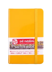 Скетчбук 9*14 80л "Art Creation" желтый, 140г/м2, слоновая кость, тв.обл., Royal Talens