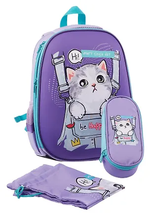 Ранец "Kitten" 2отд., 39*30*18см, 2 кармана, анатомическая спинка, пенал, мешок для обуви 3115331
