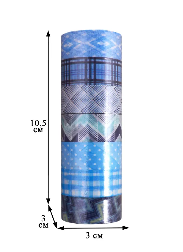 Клейкие WASHI-ленты д/декора Оттенки синего, 15мм*3м, 7цв, рисовая бумага, ОСТРОВ СОКРОВИЩ, 661703 2811392 — 6