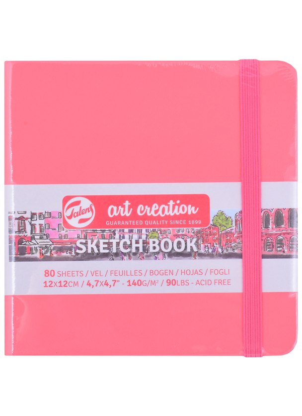 Скетчбук 12*12 80л "Art Creation" 140г/м2, коралл.тв.обл., резинка 258633 — 1