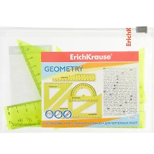 Набор геометрический малый "Neon"(треуг.2шт.,лин.15,тр-р 180 гр.), ERICH KRAUSE