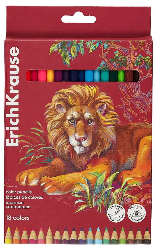 Карандаши цветные 18 цветов "Safari" трехгранные, ErichKrause 3039558 — 1