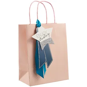 Пакет А5 23*18*10 розовый, нейтр., бум.мат.ламинат, крученые ручки, лента