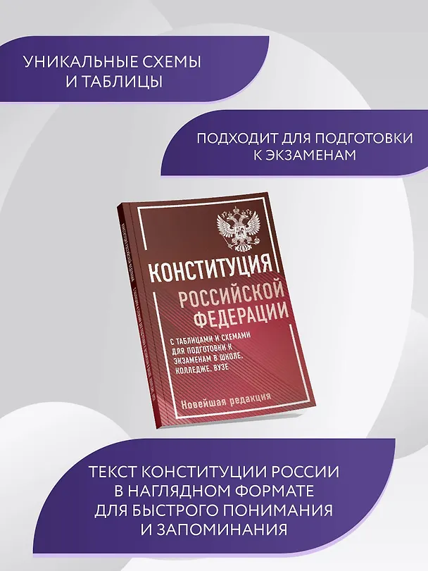 Книга Конституция Российской Федерации с таблицами и схемами для подготовки к экзаменам в школе, колледже, вузе. Новейшая редакция () — 6