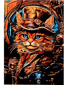 Картина по номерам на картоне "Кот-стимпанк", 20 х 28,5 см