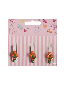 Набор прищепок декоративных, 3 шт, полистоун,тюльпан оранжевый