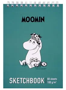 Скетчбук А5+ 40л "Moomin" 100г/м2, тв. обложка, софт. тач, евроспираль