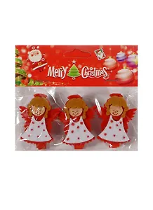 Новогодний Набор из 3-х прищепок Ангел красн. крылья в пак. с хедер. (11069716) (12х10см)