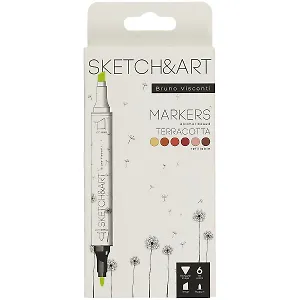 Маркеры для скетчинга 06цв "SKETCH&ART" Терракота, Bruno Visconti