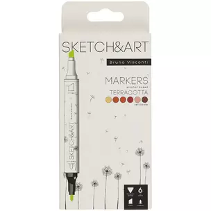 Маркеры для скетчинга 06цв "SKETCH&ART" Терракота, Bruno Visconti — 2884598 — 1