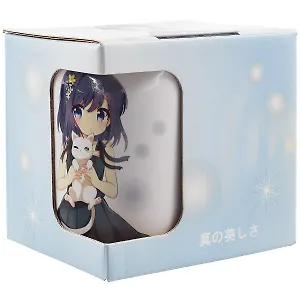 Кружка Аниме Девушка с белым котиком (Сёдзё) (керамика) (330мл) (коробка)