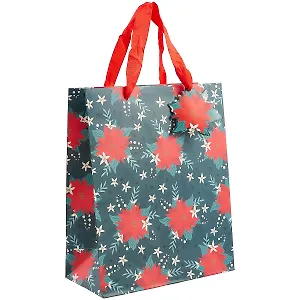 Пакет А4 32*26*12,5 "Poinsettia" Новый год, бум.мат.