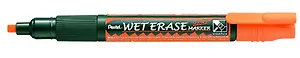 Маркер, Pentel Wet Erase Жидкий мел оранжевый, двусторонний пишущий узел,  2-4мм