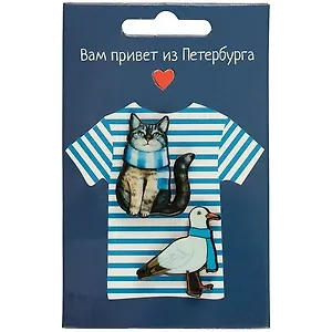 Набор значок Кот + Чайка