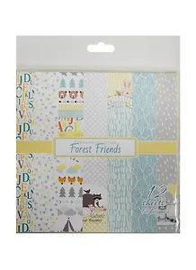 Набор бумаги 15*15 см 190 гр/м, Лес Чудес, 12 листов