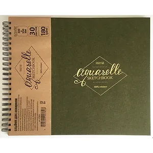 Скетчбук для акварели, 30*35см, 30л, 180гр/м,спираль,тиснен фольгой 07828