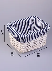 Сувенир, Короб для хранения, Голубая полоска, из плетеных ивовых прутьев, 19*15*12см
