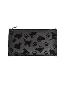 Пенал-косметичка "Мяу черный", ткань, флок, Оникс