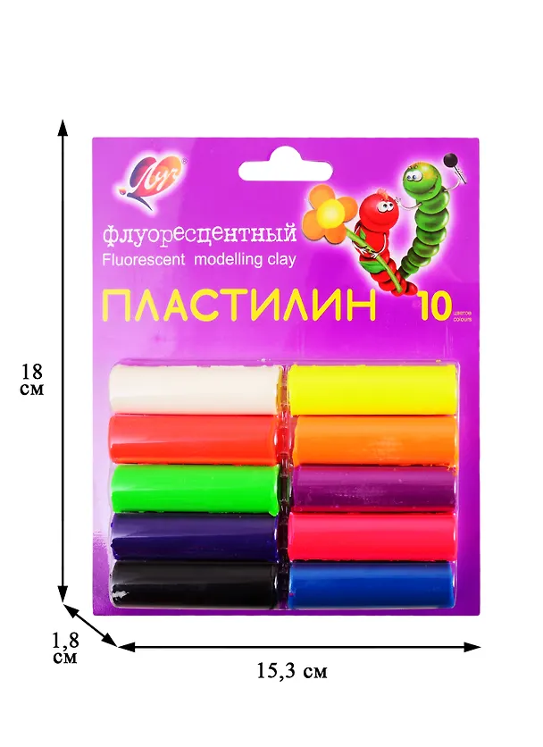 Пластилин 10цв 130гр "Флюрисветики" подвес, Луч 257125 — 2
