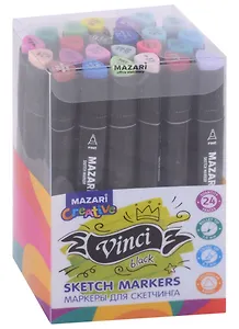 Маркеры для скетчинга 24цв "Vinci"  Main colors на спиртовой основе, пулевидный/клиновидный наконечники 1.0-6.2мммм, Mazari