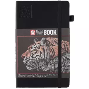 Скетчбук А5 80л 140г/м2, черн.бумага, черн.тв.обл., резинка — 258712 — 1