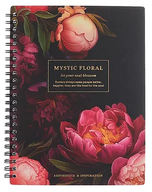 Тетрадь 96 листов в клетку "Blossom. Peonies on black", на спирали 3077256