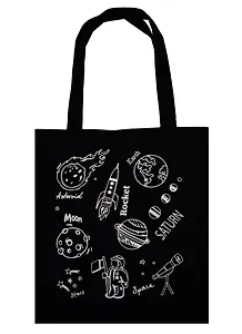 Сумка-шоппер Космос черная, текстиль,  40см.*32см.