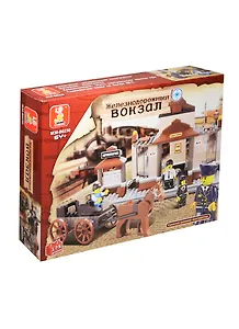 Конструктор Железнодорожный вокзал Прошлый век (M38-B0230) (175дет./ЖД вокзал+карета+фигурки люд.) (Sluban) (6+) (коробка)