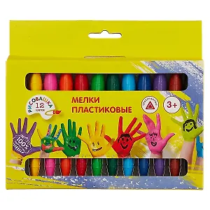 Пластиковые мелки «Рисовашка», 12 цветов